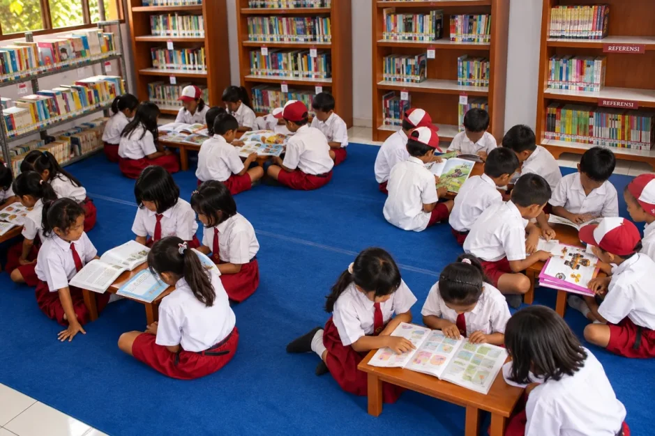 membaca berimbang di perpustakaan sekolah