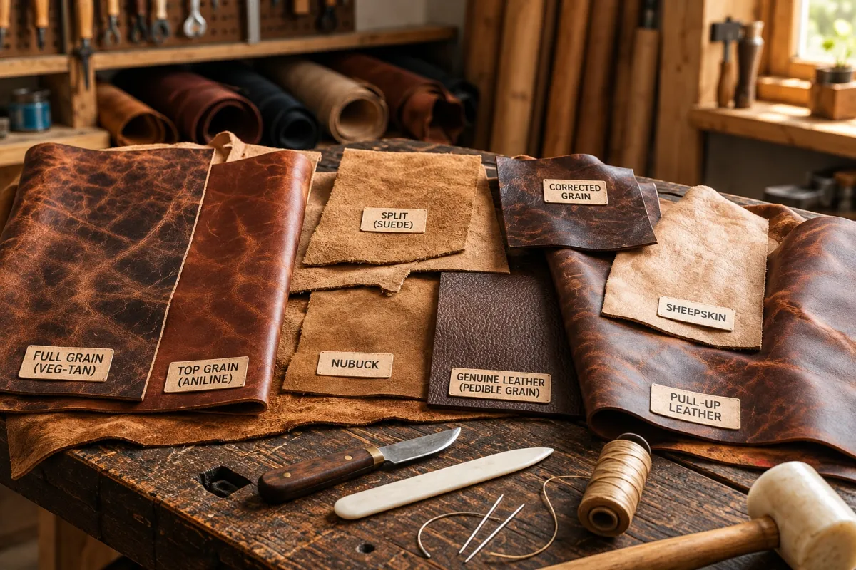 istilah leather seperti full grain, top grain, genuine, suede, nubuck, aniline, dan lainnya